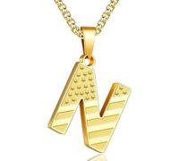 FZBYQWD Collier avec pendentif en forme de lettre du drapeau américain pour homme - Collier avec pendentif en forme de lettre en acier inoxydable, cadeau pour homme, patriote, vétérans, Pâques