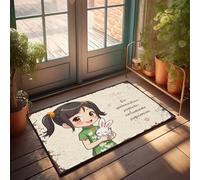 FZFN Accessoires de chambre cool pour adolescents garçons charmante fille avec lapin : un conte fantastique fantastique, paillasson extérieur en forme de patte cadeau pour la décoration de la maison