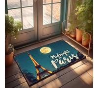 FZFN Accessoires de chambre cool pour adolescents garçons Midnight in Paris : A Moonlit Tour Eiffel Adventure Paillasson extérieur Tapis de patte Cadeau pour la décoration de la maison (50 x 80 cm)