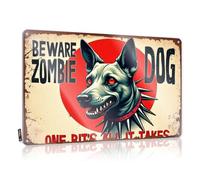 FZFN Art mural doux et imperméable pour le bain, impression rétro chic pour café, pub, hayon | Pré-percé pour fille : chien zombie - One Bite's All It Takes(20 x 30 cm)