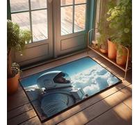 FZFN Astronaute Above The Clouds : un voyage serein à travers le ciel Décoration d'intérieur - Cadeau de football antidérapant | Petit tapis de salle de bain et couloir lavable résistant aux taches et