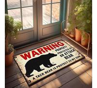 FZFN Avertissement : propriété protégée par un ours d'attaque. Tapis de sol résistant aux taches | Grande porte extérieure anti-moisissure facile à nettoyer pour garçons très fréquentés (50 x 80 cm)