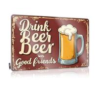 FZFN Bbq Signs Outdoor Enjoy Cold Beer With Your Best Friends Tonight! Plaque en métal pour décoration de bar ou maison (20 x 30 cm)