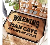 FZFN Buffalo Plaid Spring Paillasson d'extérieur en noix de coco avec inscription « Warning Man Cave My Cave », my Rules - Caoutchouc de cuisine | Monogrammé Paillasson en fibre naturelle écologique