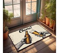 FZFN Cheers! Tapis de bain résistant aux taches en forme de bouteille et de verre, grande surface extérieure en mousse à mémoire de forme, facile à nettoyer pour le café très fréquenté (50 x 80 cm)