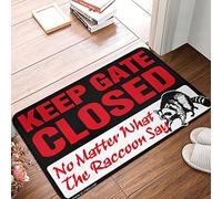 FZFN Chemin de cuisine rustique pour porte d'entrée extérieure - Keep Gate Closed Peu importe ce que disent le raton laveur - Mousse absorbante à profil bas pour absorber l'eau (40 x 60 cm)