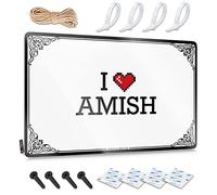 FZFN Classy Plaques Poster mural rustique, décoration d'intérieur avec citation amusante pour salon, bar, garage | Accessoires en métal antirouille « I Love Amish » (30 x 40 cm)