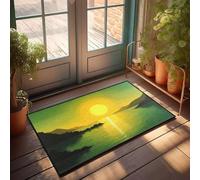 FZFN Coucher de soleil amusant sur les eaux calmes avec des montagnes en silhouette. | Articles de cuisine avec dos en caoutchouc, parfait pour la maison du Texas (50 x 80 cm)