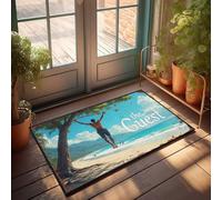 FZFN Décoration de bar pour la maison pour se détendre sur la plage : The Guest'S Escape Paillasson Décoration extérieure Grand tapis de bienvenue extérieur (40 x 60 cm)