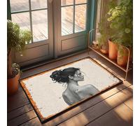 FZFN Décoration d'intérieur pour homme Portrait artistique d'une femme avec élégante coiffure chignon Paillasson Décorations de piscine Paillasson uni pour travaux manuels (65 x 90 cm)