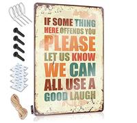 FZFN Décoration murale de style rustique avec inscription « If Something Offends You Please Let Us Know We Can All Use A Good Laugh » - Décoration murale vintage pour patio et bar (20 x 30 cm)