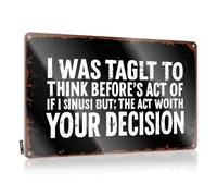 FZFN Décoration murale pour garçons - Think Before Acting ; Your Decision Matters. Illustration de style rustique pour s'habiller (30 x 40 cm)