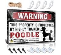 FZFN Décoration murale pour toilettes - Avertissement : cette propriété est protégée par un caniche hautement qualifié - Décoration de style rétro cool pour terrasse (30 x 40 cm)