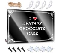 FZFN Décoration murale rétro amusante de terrasse collection rustique | I Love Death By Chocolate Cake Décoration murale sarcastique en métal pour maison de chalet (20 x 30 cm)