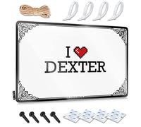 FZFN Décoration murale vintage faite à la main - I Love Dexter - Décoration murale rustique douce facile à suspendre pour atelier (20 x 30 cm)