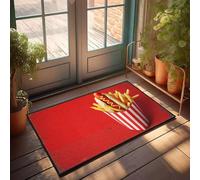 FZFN Fun Stuff Tapis de cuisine antidérapant Motif hot-dog avec frites dans un récipient rayé rouge et blanc 50 x 80 cm