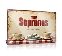 FZFN Funny Man Cave Signs Cozy Cups of Coffee And Cash : A Sopranos Inspired Scene Tin Sign For Man Cave Bar Signs For Home Decor (30 x 40 cm)