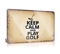 FZFN Funny Sign Collection - Œuvre d'art imperméable faite à la main - Impression rétro pour café, pub et campeurs - Pré-percée - Keep Calm And Play Golf - 30 x 40 cm