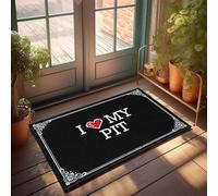 FZFN Hello Door Tapis d'extérieur confortable - I Love My Pit imperméable et résistant aux taches (40 x 60 cm)