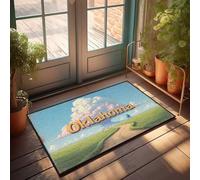 FZFN HommeCave Decor Oklahoma: A Journey Through The Heartland Paillasson Printemps Bienvenue Tapis d'extérieur Décoration de grotte Homme (65 x 90 cm)