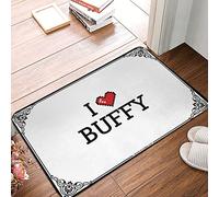 FZFN I Love Buffy Tapis de bain à motif géométrique | Caoutchouc d'extérieur durable, lavable, profil bas, antidérapant (40 x 60 cm)
