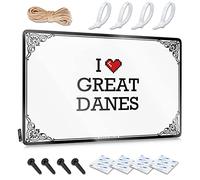 FZFN I Love Great Danes Décoration murale réutilisable et élégante 20 x 30 cm