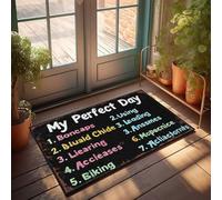 FZFN Love Decor Tapis de bain lavable - My Perfect Day : boncaps, Bluaid Chide, liearing, Accleases, Biking festonné Bord Antidérapant Intérieur Extérieur Pour Joueurs (65 x 90 cm)