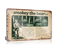 FZFN Man Cave Signs And Decor Smokey The Bear : A Vintage Forest Fire Prevention Poster Tin Sign Funny Outdoor Signs And Decor Panneau en métal vintage amusant (30 x 40 cm)