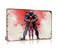 FZFN Mancave Accessories Plaque en étain avec inscription « Men Muscular Titans : A Cartoon Illustration of Strength And Power » (30 x 40 cm)