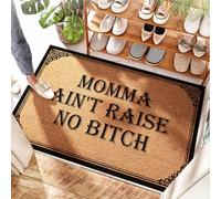 FZFN Mud Mat Tapis double porte | Momma Ain't Raise No Bitch - Porte extérieure et épais/sable - Tapis d'extérieur d'automne pour porte d'entrée, extérieur (50 x 80 cm)