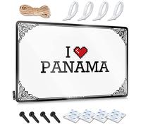FZFN Nice Plaques - Poster mural rustique - Décorations Tiki - Design amusant pour atelier, garage - Métal imperméable et antirouille - Inscription « I Love Panama » (30 x 40 cm)
