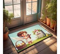 FZFN Paillasson Ange tenant une croix près d'une tombe décorée, nécessités de la maison, petit extérieur extérieur tapis de sol imperméable (65 x 90 cm)