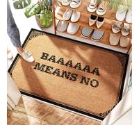 FZFN Paillasson de bienvenue en noix de coco imperméable pour porte d'entrée, pour terrasse extérieure/Baaaaaa Means No - Coquette et lit - Tapis de bienvenue amusant pour porte d'entrée, océan (65 x
