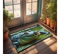 FZFN Paillasson de bienvenue pour entrée extérieure Bienvenue à Croc Horror : une aventure effrayante dans la nature - Tapis de cuisine - Décoration d'intérieur unique (50 x 80 cm)
