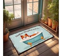 FZFN Paillasson d'hiver en forme de chien de berger des Shetland se relaxant dans un bain moussant - Tapis décoratif pour la maison, le bar et la cuisine (40 x 60 cm)
