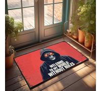 FZFN Paillasson d'hiver en forme de tête de mort dans sweat à capuche : « Welcome To My World Without Rules » Paillasson pour la maison, le bar, la cuisine (65 x 90 cm)