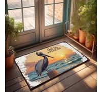 FZFN Paillasson d'hiver en plein air Chill Like A Pelican : Sunset Serenity By The Sea Paillasson Home Bar Decor Tapis pour la cuisine (50 x 80 cm)