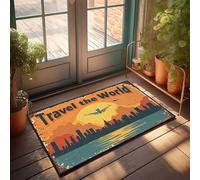 FZFN Paillasson d'hiver en plein air Explorez le globe : un voyage à travers des villes intemporelles Paillasson Home Bar Decor Tapis pour la cuisine (50 x 80 cm)
