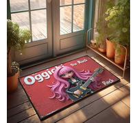 FZFN Paillasson d'hiver extérieur The Oggichi : l'étoile du rock avec des cheveux roses, tapis de décoration pour la maison, le bar, la cuisine (65 x 90 cm)