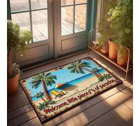 FZFN Paillasson d'hiver pour l'extérieur « Welcome To Your Own Piece of Paradise Beach Sign Doormat Home Bar Decor » Tapis pour la cuisine (50 x 80 cm)