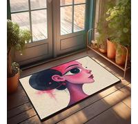 FZFN Paillasson extérieur d'un portrait surréaliste avec des couleurs vives et des éléments abstraits | Country Stuff Tapis de bain absorbant antidérapant long (50 x 80 cm)