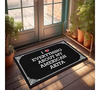 FZFN Paillasson mignon pour chambre à coucher avec inscription « I Love Everything About My American Akita » | Friends Welcome Patio Tapis d'extérieur imperméable (40 x 60 cm)