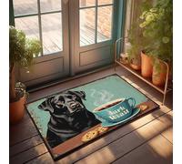 FZFN Paillasson pour entrée intérieure, laboratoire, noir, profitant d'un café torréfié foncé avec des biscuits aux pépites de chocolat, paillasson de bienvenue à la maison, tapis de porte cool pour