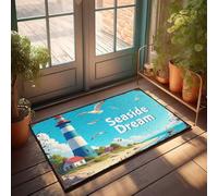 FZFN Paillasson pour entrée intérieure, maison, bord de mer, rêve : phare sérénité par l'océan, paillasson bienvenue à la maison, tapis de porte cool pour garçons (65 x 90 cm)