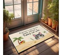 FZFN Paillasson pour entrée intérieure maison chat tigré cachette tropicale : A Home Is Not Just A House Paillasson Welcome Home Paillasson Cool Stuff pour garçons (50 x 80 cm)
