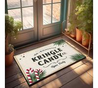 FZFN Paillasson pour entrée intérieure vintage Kringle Candy Co. Panneau avec décorations festives Paillasson Welcome Home Paillasson Cool Stuff pour garçons (50 x 80 cm)