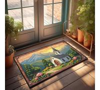FZFN Paillasson Thankful - Charmante église au milieu d'une montagne sereine - Paillasson décoratif pour bar sportif (50 x 80 cm)