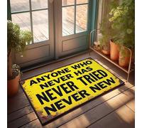 FZFN Paillasson uni pour travaux manuels avec citation audacieuse sur fond jaune : Anyone Who Never Has Never Has Jamais essayé Paillasson vintage Décoration de bar Grand tapis de bain (50 x 80 cm)