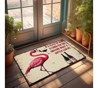 FZFN Paillasson uni pour travaux manuels, flamant rose, siroter du vin : « If A Glass Is Good, Imagine A Bottle ! » Paillasson rustique pour salle de bain ou bureau pour homme (50 x 80 cm)
