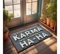 FZFN Paillasson uni pour travaux manuels, panneau rouillé, prononce humoristiquement Karma As Ha-Ha, grand tapis de bain (50 x 80 cm)